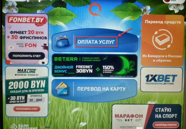 Главное окно терминала